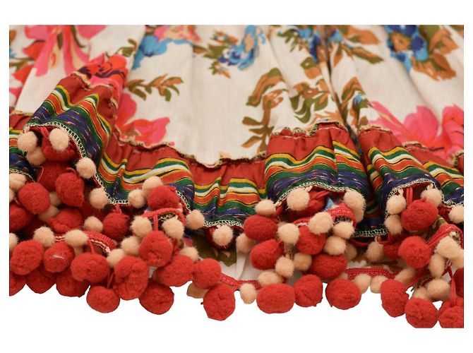 Autre Marque Antica Sartoria Tunica con Ricami Floreali e Pom Pom - vista 9