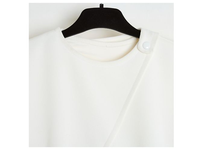 Courreges Kleid FR42 Ecru Wolle A-Linie Cut-Out-Kleid US12 - Ansicht 2