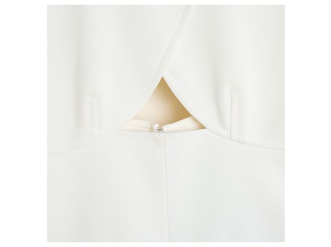 Courreges Kleid FR42 Ecru Wolle A-Linie Cut-Out-Kleid US12 - Ansicht 3
