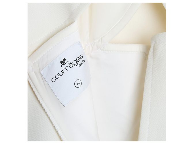 Courreges Kleid FR42 Ecru Wolle A-Linie Cut-Out-Kleid US12 - Ansicht 5