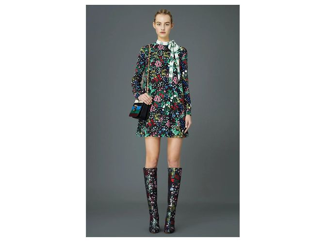 Valentino – Midikleid mit Blumendruck Mehrfarben - Ansicht 2