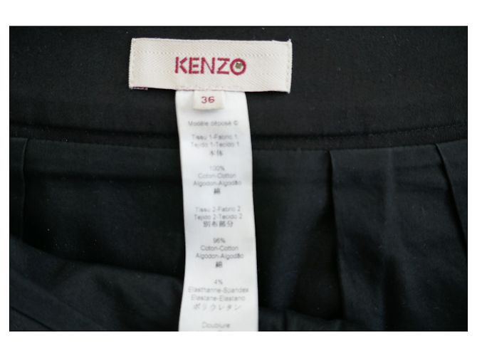 Falda plisada Kenzo de algodón negra Negro Crudo Bronce Marrón oscuro - vista 7