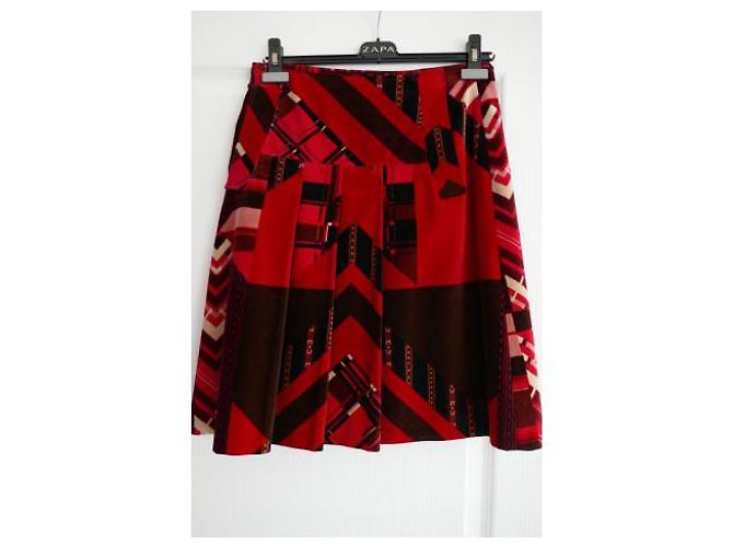 Falda midi de terciopelo Kenzo Negro Rosa Roja - vista 3