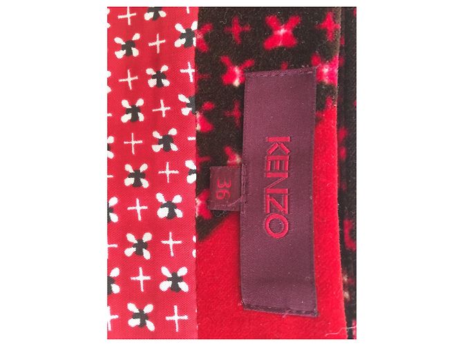 Falda midi de terciopelo Kenzo Negro Rosa Roja - vista 6