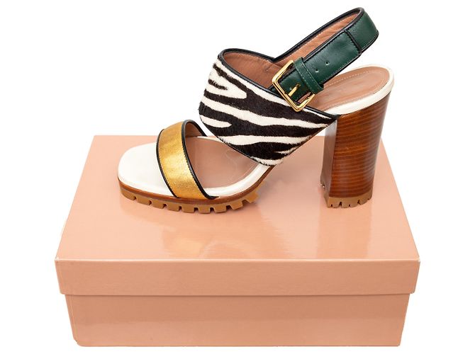 Marni – Sandalen mit Blockabsatz aus gefärbtem Kalbsleder Mehrfarben - Ansicht 12