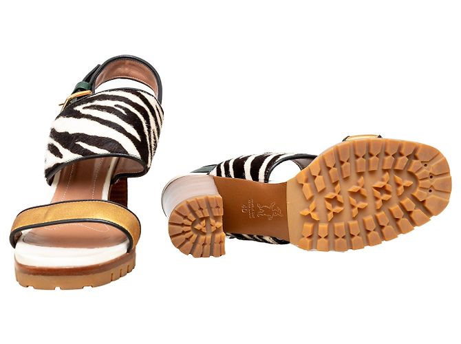 Marni – Sandalen mit Blockabsatz aus gefärbtem Kalbsleder Mehrfarben - Ansicht 13