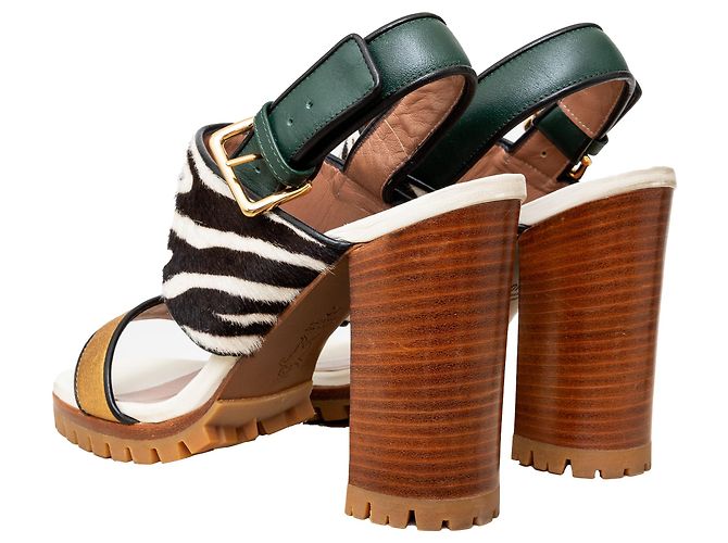 Marni – Sandalen mit Blockabsatz aus gefärbtem Kalbsleder Mehrfarben - Ansicht 2