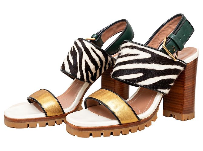 Marni – Sandalen mit Blockabsatz aus gefärbtem Kalbsleder Mehrfarben - Ansicht 3