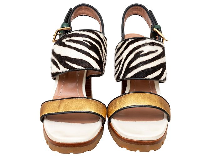 Marni – Sandalen mit Blockabsatz aus gefärbtem Kalbsleder Mehrfarben - Ansicht 4