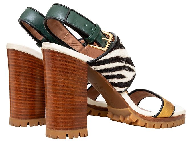 Marni – Sandalen mit Blockabsatz aus gefärbtem Kalbsleder Mehrfarben - Ansicht 6