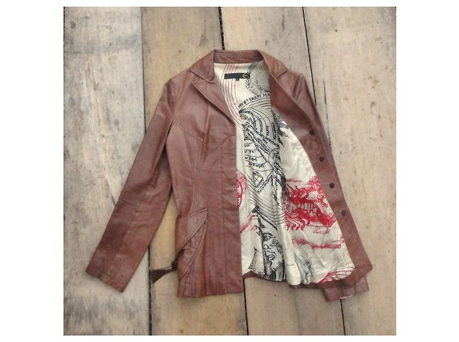 Just Cavalli Lederjacke Größe XS Hellbraun - Ansicht 4