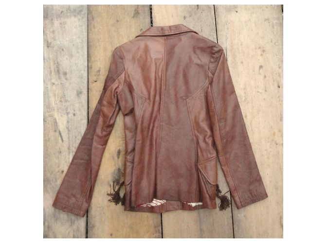 Just Cavalli Lederjacke Größe XS Hellbraun - Ansicht 2
