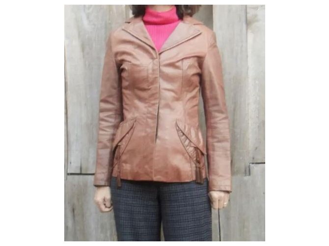 Just Cavalli Lederjacke Größe XS Hellbraun - Ansicht 6