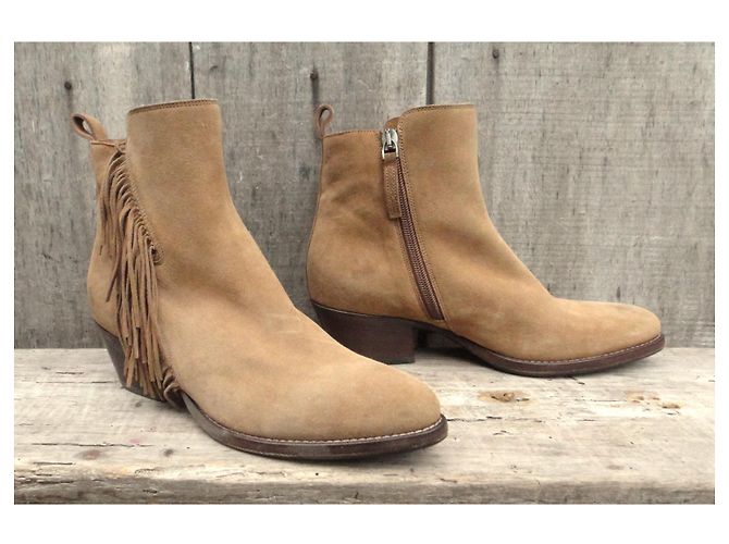 Botines Sartore Beige de Ante con Flecos - vista 2