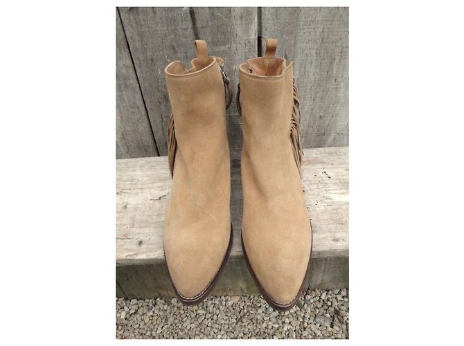 Botines Sartore Beige de Ante con Flecos - vista 3