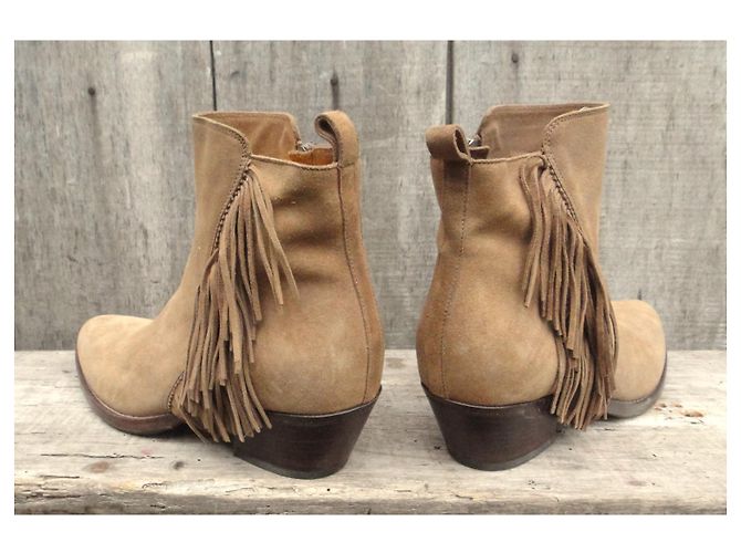 Botines Sartore Beige de Ante con Flecos - vista 4