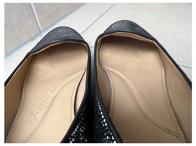 Pantofole Chatelles in camoscio nero e argento 37 - vista 8