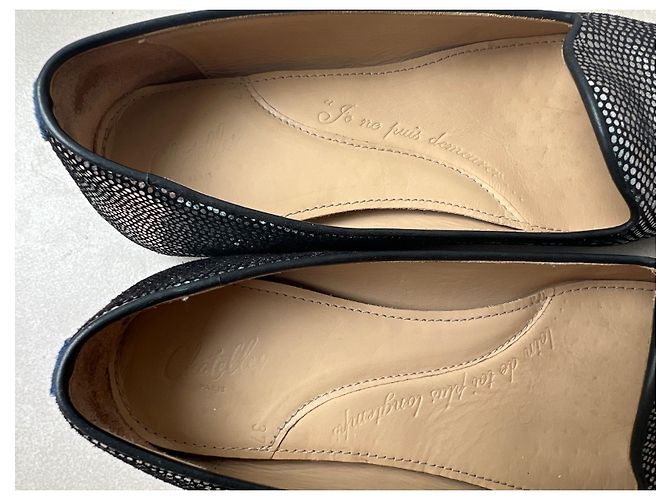 Pantofole Chatelles in camoscio nero e argento 37 - vista 9