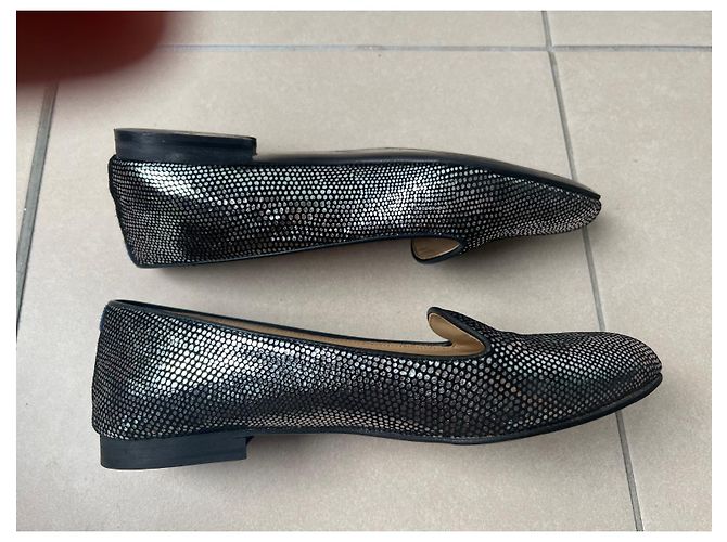 Pantofole Chatelles in camoscio nero e argento 37 - vista 3