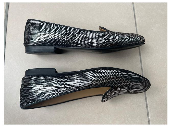 Pantofole Chatelles in camoscio nero e argento 37 - vista 4