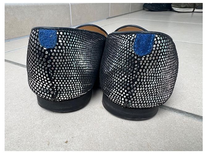 Pantofole Chatelles in camoscio nero e argento 37 - vista 6
