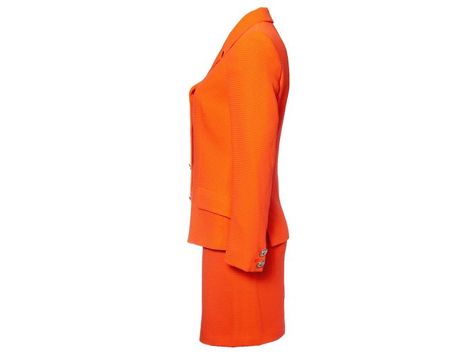 Autre Marque Gianni Versace Couture, Orangefarbener Blazer und Rock - Ansicht 4