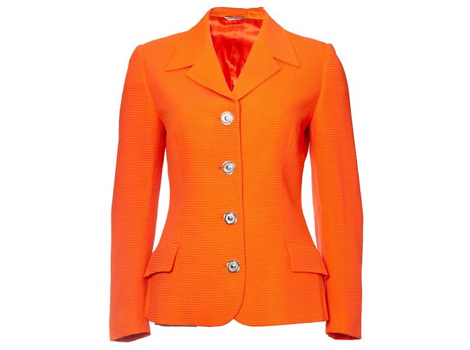 Autre Marque Gianni Versace Couture, Orangefarbener Blazer und Rock - Ansicht 5