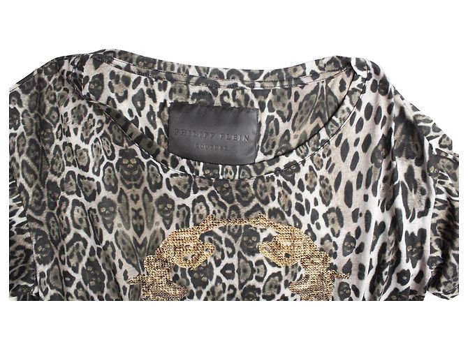 Philipp Plein, Camiseta con estampado de leopardo Castaño Multicolor - vista 6