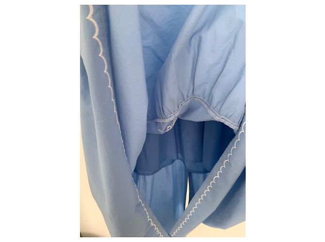 Max Mara Intrend Langes Ausgestelltes Hemdblusenkleid Hellblau Baumwolle - Ansicht 6