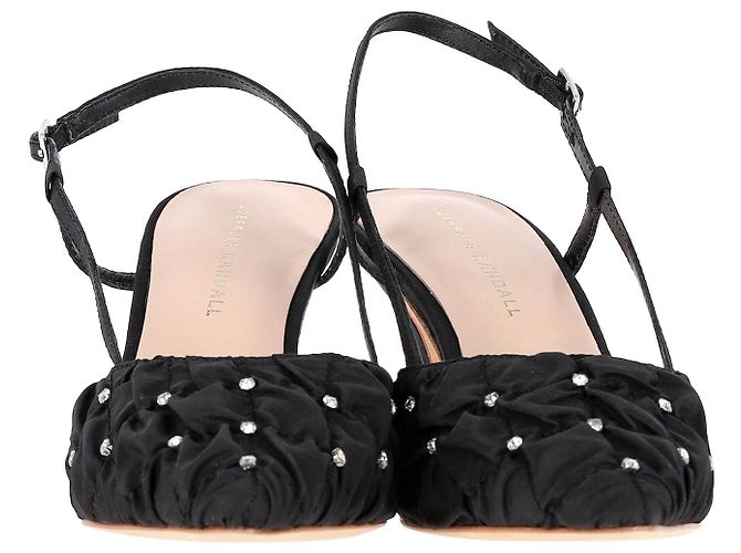 Décolleté slingback trapuntate impreziosite da cristalli Loeffler Randall Athea in raso nero - vista 3