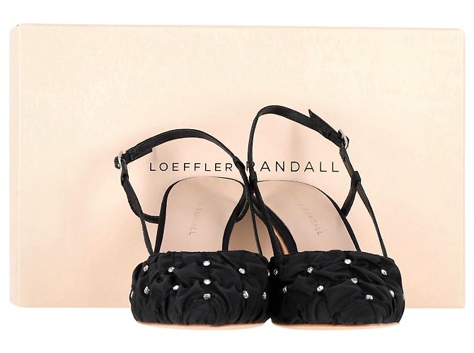 Décolleté slingback trapuntate impreziosite da cristalli Loeffler Randall Athea in raso nero - vista 7