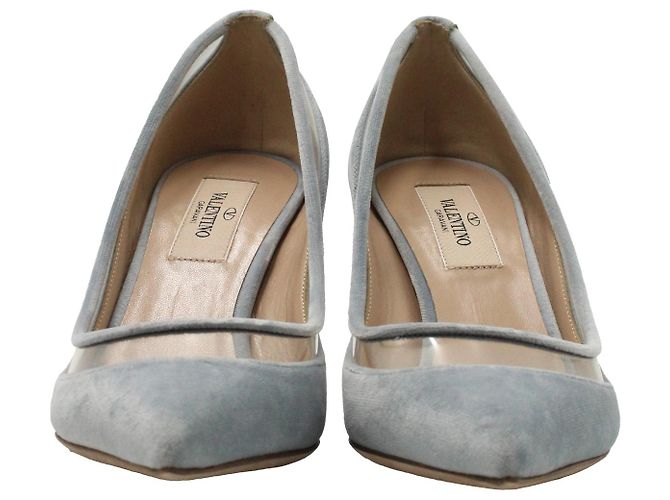 Valentino Garavani Valentino Celeste Pumps aus hellblauem Samt - Ansicht 3