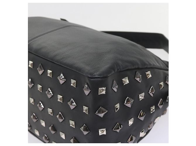 MCM Vicetos Borsa a tracolla con logo e borchie in pelle PVC Nera Auth fm2976 Nero - vista 12