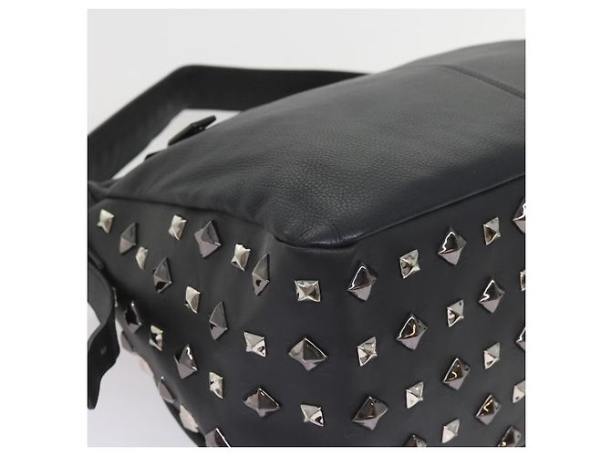 MCM Vicetos Borsa a tracolla con logo e borchie in pelle PVC Nera Auth fm2976 Nero - vista 13