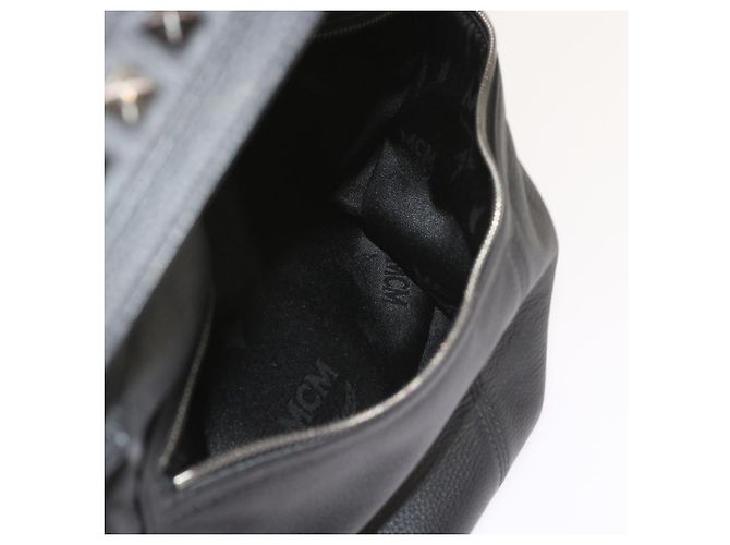 MCM Vicetos Borsa a tracolla con logo e borchie in pelle PVC Nera Auth fm2976 Nero - vista 15