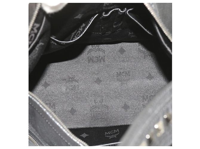 MCM Vicetos Borsa a tracolla con logo e borchie in pelle PVC Nera Auth fm2976 Nero - vista 17