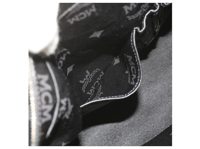 MCM Vicetos Borsa a tracolla con logo e borchie in pelle PVC Nera Auth fm2976 Nero - vista 20