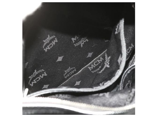 MCM Vicetos Borsa a tracolla con logo e borchie in pelle PVC Nera Auth fm2976 Nero - vista 22