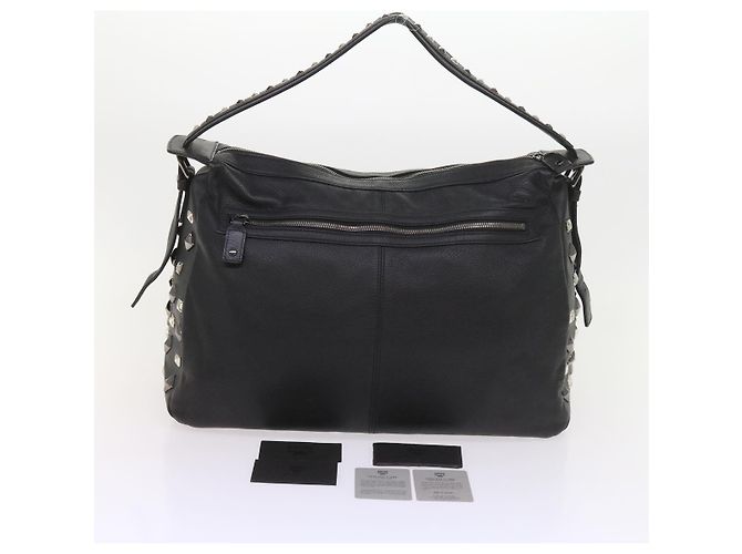 MCM Vicetos Borsa a tracolla con logo e borchie in pelle PVC Nera Auth fm2976 Nero - vista 25