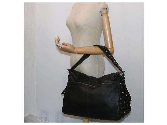 MCM Vicetos Borsa a tracolla con logo e borchie in pelle PVC Nera Auth fm2976 Nero - vista 26
