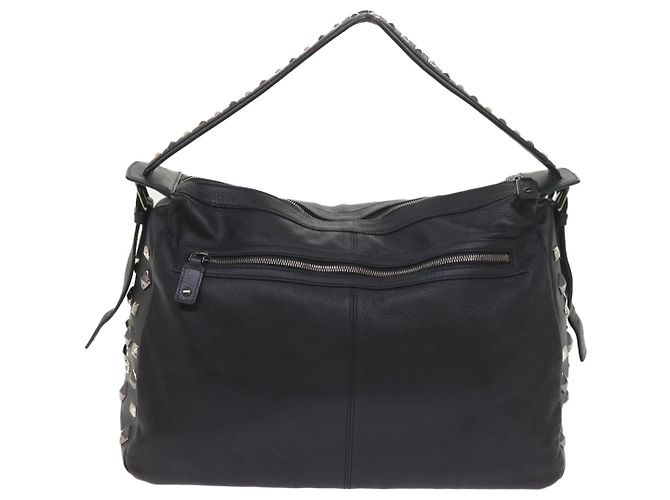MCM Vicetos Borsa a tracolla con logo e borchie in pelle PVC Nera Auth fm2976 Nero - vista 3