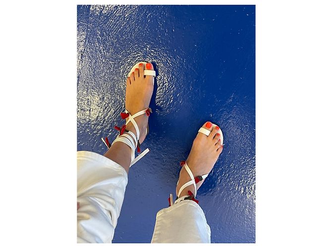 Sandali Jil Sander MR Rose Tie in pelle bianca Bianco - vista 2