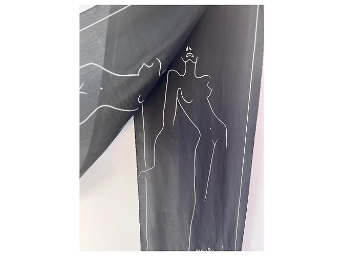Céline Sciarpa di seta con disegno a tratteggio Lady Nero - vista 3