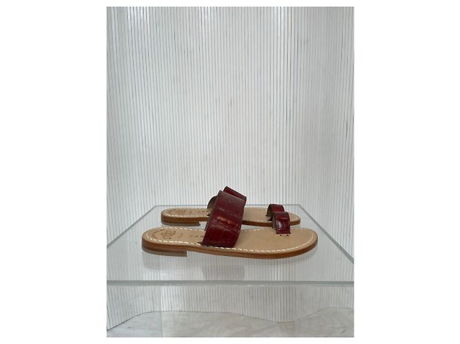 Jil Sander Sandalo Le Tre Sarte finto Snake bordeaux - vista 2