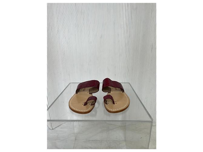 Jil Sander Sandalo Le Tre Sarte finto Snake bordeaux - vista 3