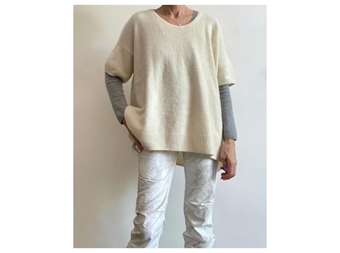 CT Plage Pullover oder Sweatshirt im Oversize-Stil mit Waschbär-Motiv in Elfenbeinfarbe, Größe 40. Creme - Ansicht 12
