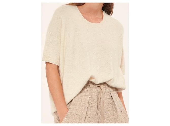 CT Plage Pullover oder Sweatshirt im Oversize-Stil mit Waschbär-Motiv in Elfenbeinfarbe, Größe 40. Creme - Ansicht 14