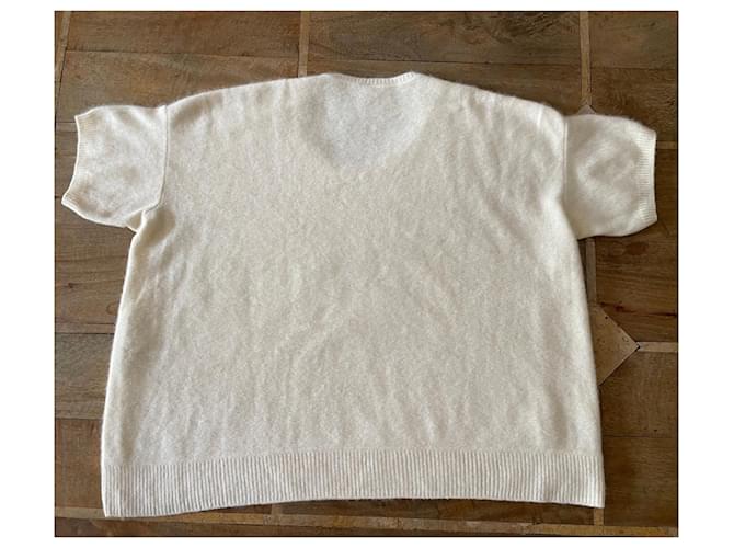 CT Plage Pullover oder Sweatshirt im Oversize-Stil mit Waschbär-Motiv in Elfenbeinfarbe, Größe 40. Creme - Ansicht 4