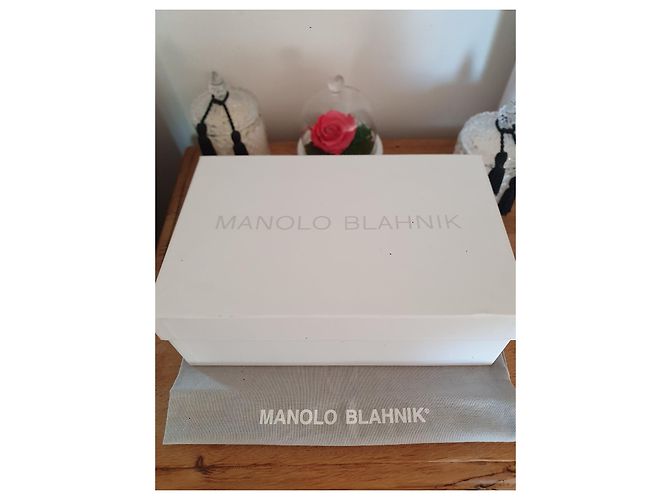 Décolleté Manolo Blahnik Decebalo in velluto grigio con fiocco Swarovski - vista 11