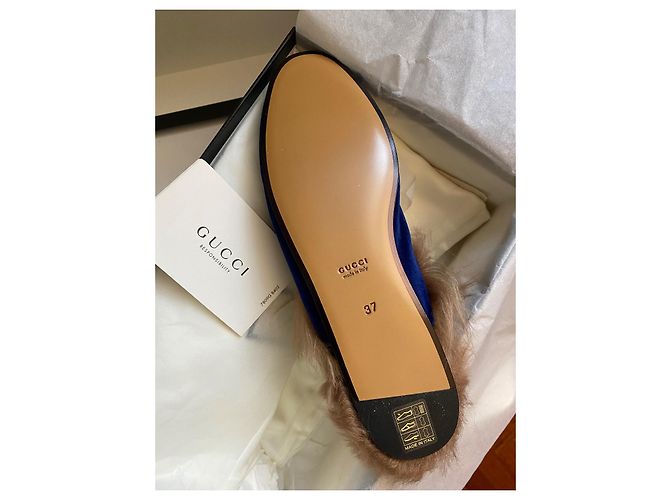 Gucci Princetown slipper velvet Blu - vista 4